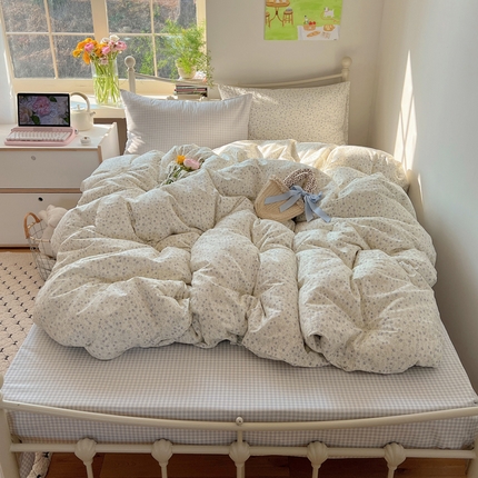 桃喜 2025春夏新款全棉13372小碎花混搭枕套系列四件套 小蓝町