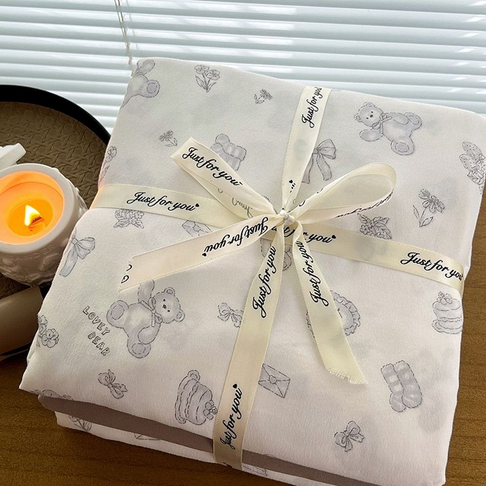 91家纺网 家纺一手货源 找家纺 暖芯优选 2025新款针织棉双层纱四件套小碎花被套床单床笠款学生三件套新款直播热款-叠拍图-系列一 礼物