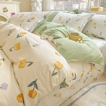 91家纺网 家纺一手货源 找家纺 （总）菲梵家纺 2025新款小清新喷气印花全棉单品被套