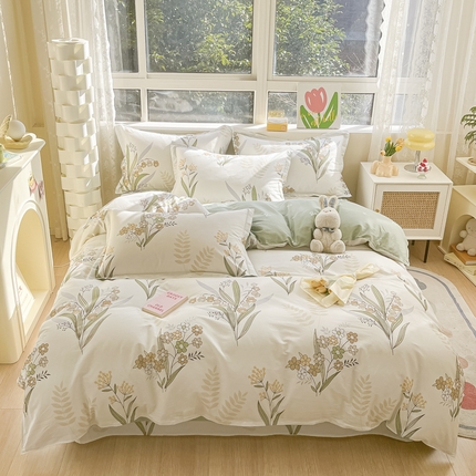 91家纺网 家纺一手货源 找家纺 （总）菲梵家纺 2025新款小清新喷气印花全棉四件套