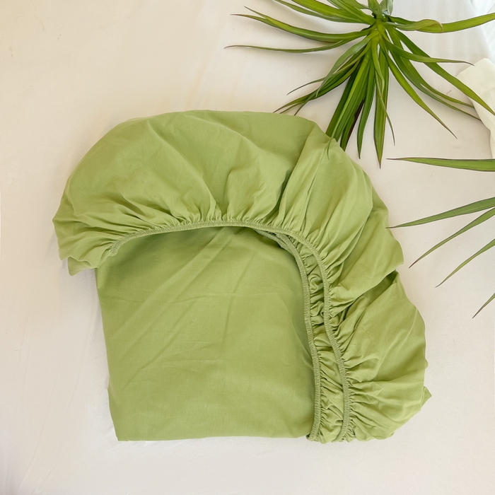 91家纺网 家纺一手货源 找家纺 韩巢家纺 2025新款A类纯色格子水洗棉床笠单件床罩床套 A类浅草绿-床笠