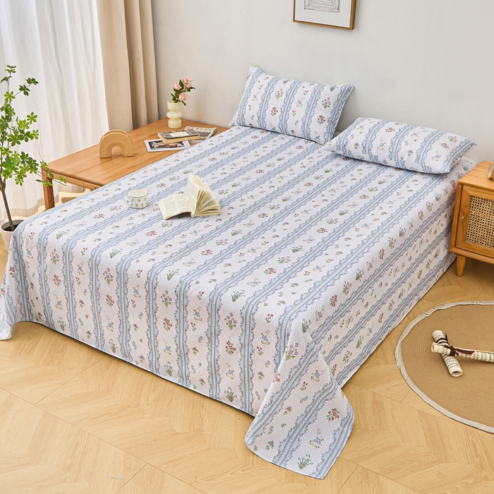 91家纺网 家纺一手货源 找家纺 金泰莱 2025年新款印花原棉标老粗布床单 繁花