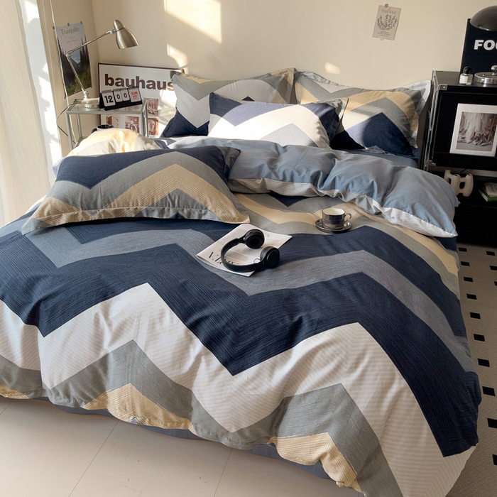 91家纺网 家纺一手货源 找家纺 盛馨 2025年高支高密全棉套件简约北欧风13372纯棉床笠四件套三件套 艾伦