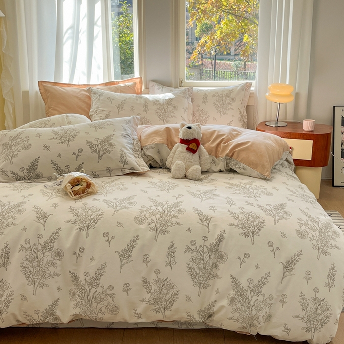 91家纺网 家纺一手货源 找家纺 （总）菲梵家纺 2025新款小清新喷气印花全棉四件套