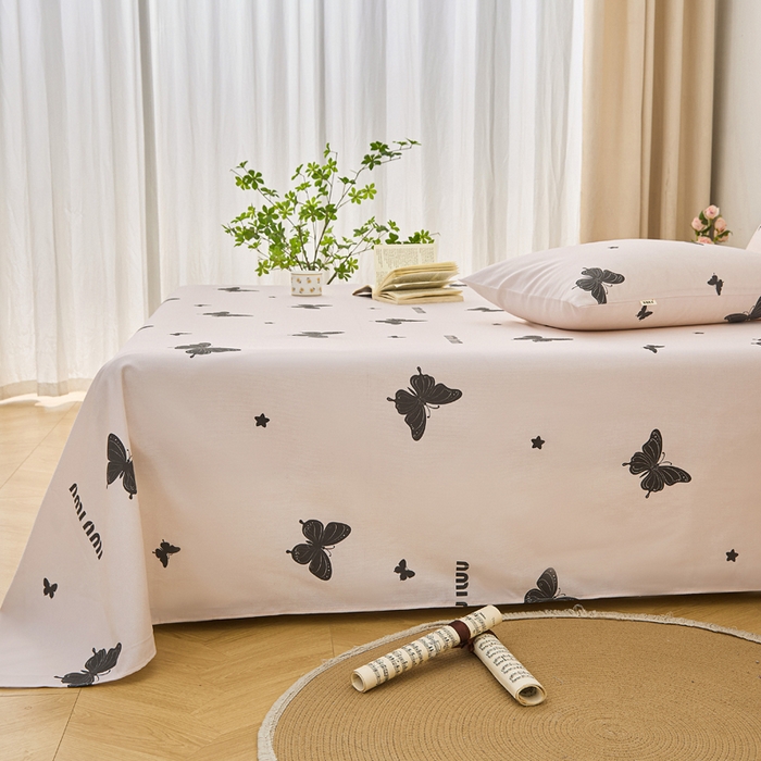 91家纺网 家纺一手货源 找家纺 金泰莱 2025年新款印花原棉标老粗布床单 蝴蝶飞