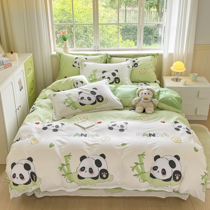 91家纺网 家纺一手货源 找家纺 （总）菲梵家纺 2025新款小清新喷气印花全棉四件套