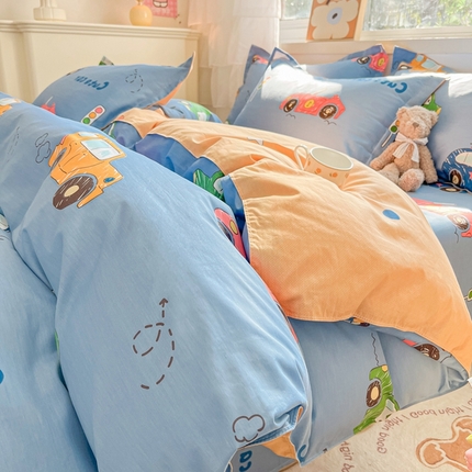 91家纺网 家纺一手货源 找家纺 （总）菲梵家纺 2025新款小清新喷气印花全棉单品被套