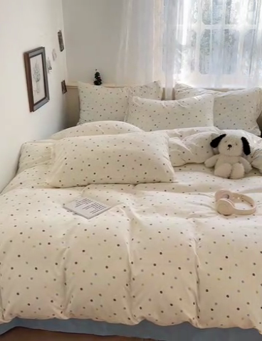 91家纺网 家纺一手货源 找家纺 夜笙2025新款A类水洗棉双层纱印花四件套 圆舞曲