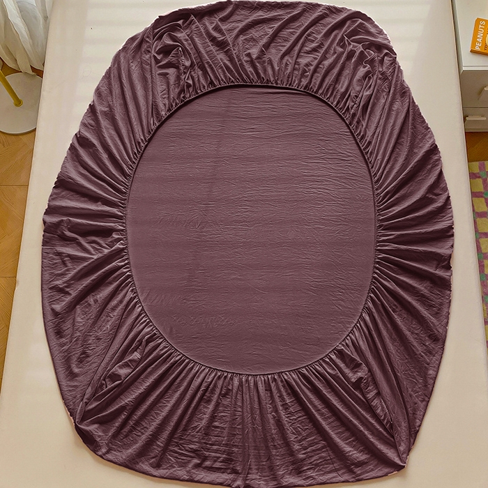 91家纺网 家纺一手货源 找家纺 恬澳家纺 2025新款森系水洗棉无印风单床笠 森系-椰棕色