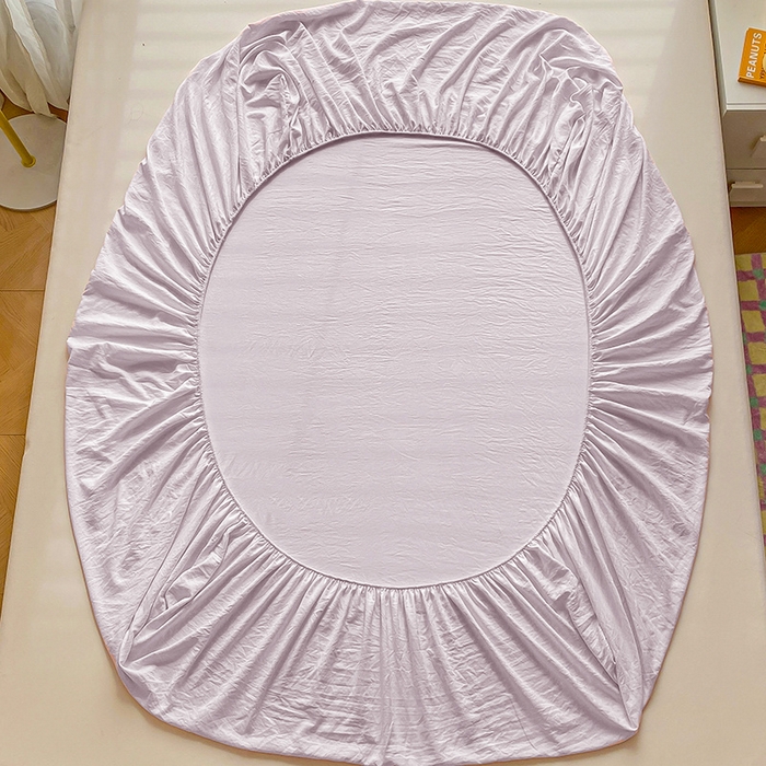 91家纺网 家纺一手货源 找家纺 恬澳家纺 2025新款森系水洗棉无印风单床笠 森系-酱紫