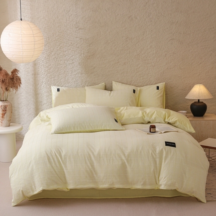 91家纺网 家纺一手货源 找家纺 呗旺鹿 2025新款静奢风-锦绣系列全棉色织提花小方格四件套 锦绣桂花飘香