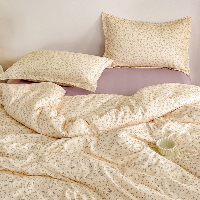 91家纺网 家纺一手货源 找家纺 壹号库 2025秋冬新款针织双层纱小清新印花四件套（专版花型） 安琪拉兔