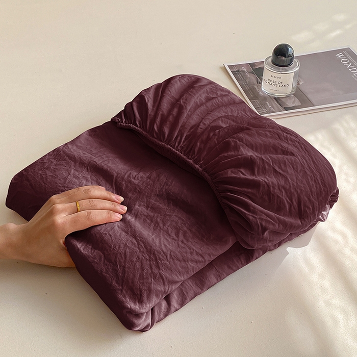 91家纺网 家纺一手货源 找家纺 恬澳家纺 2025新款森系水洗棉无印风单床笠 森系-椰棕色