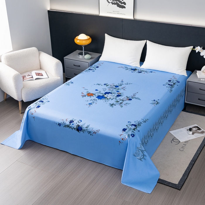 91家纺网 家纺一手货源 找家纺 居美良品 2025新款国民老上海床单 经典牡丹-蓝色