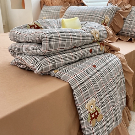 91家纺网 家纺一手货源 找家纺 （总）仟网汇 2025新款韩版糯糯棉花边夏被四件套田园法式