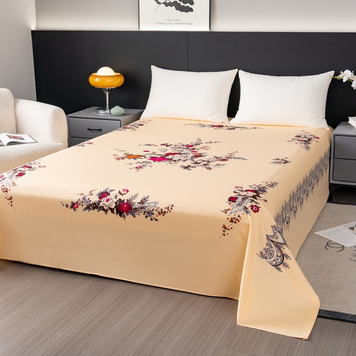 91家纺网 家纺一手货源 找家纺 居美良品 2025新款国民老上海床单 经典牡丹-米黄