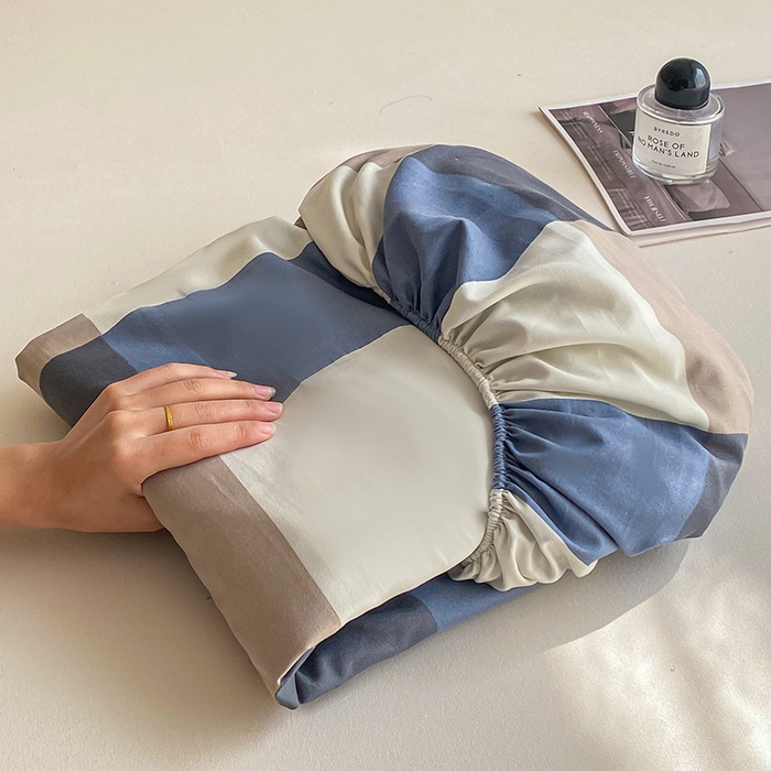 91家纺网 家纺一手货源 找家纺 恬澳家纺 2025新款森系水洗棉无印风单床笠 森系-英伦格