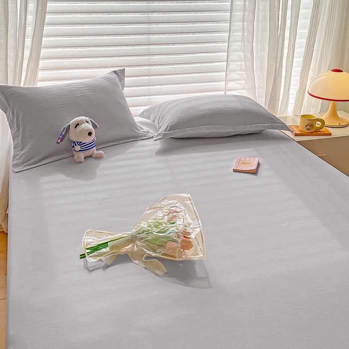 91家纺网 家纺一手货源 找家纺 恬澳家纺 2025新款森系水洗棉无印风单床笠 森系-岩灰