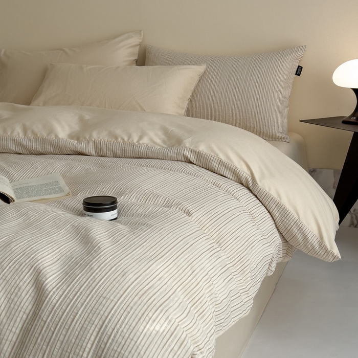 91家纺网 家纺一手货源 找家纺 席世家 2025新款全棉色织提花四件套-速写 速写-黄