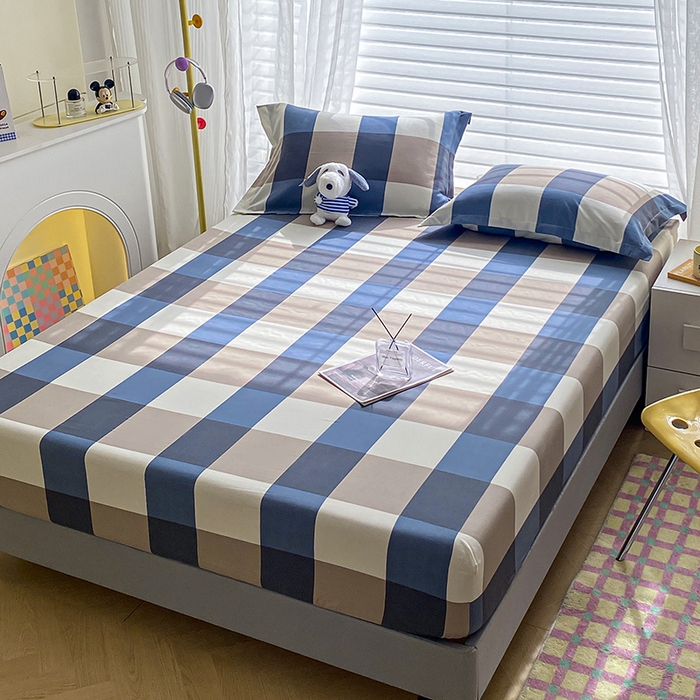 91家纺网 家纺一手货源 找家纺 恬澳家纺 2025新款森系水洗棉无印风单床笠 森系-英伦格