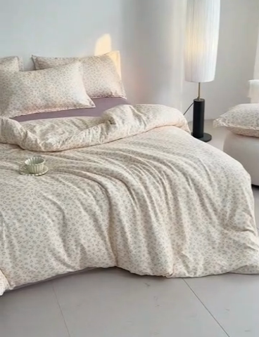 91家纺网 家纺一手货源 找家纺 壹号库 2025秋冬新款针织双层纱小清新印花四件套（专版花型） 安琪拉兔