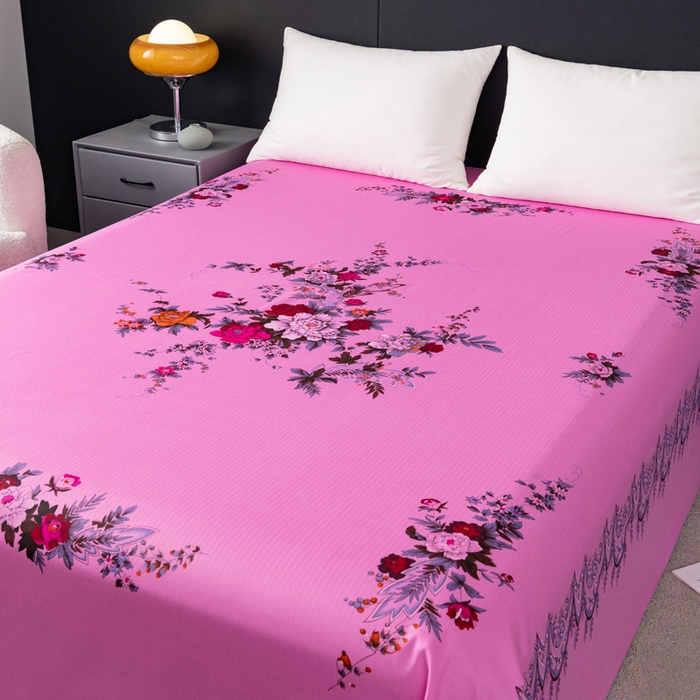 91家纺网 家纺一手货源 找家纺 居美良品 2025新款国民老上海床单 经典牡丹-粉色