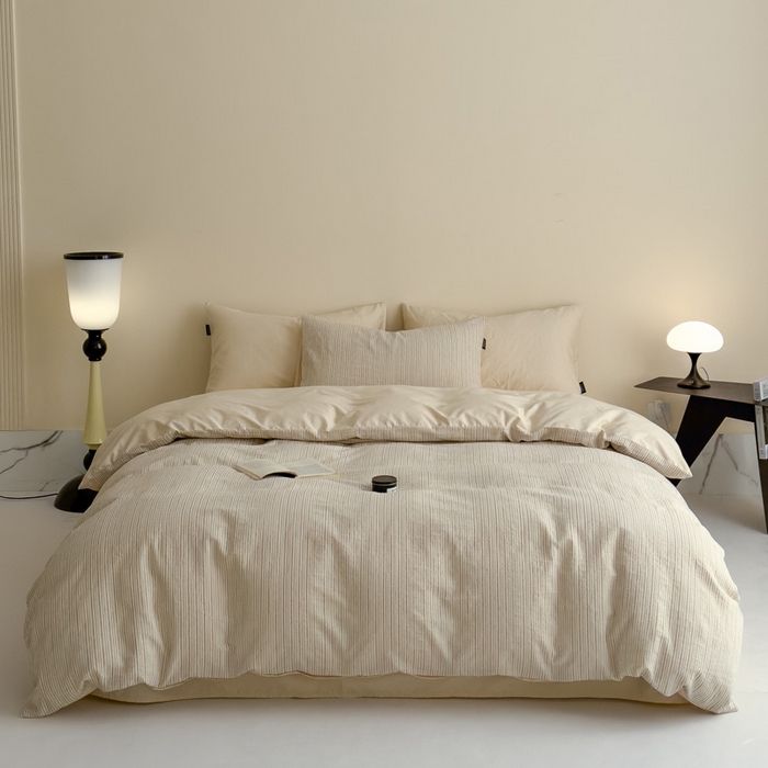 91家纺网 家纺一手货源 找家纺 席世家 2025新款全棉色织提花四件套-速写 速写-黄