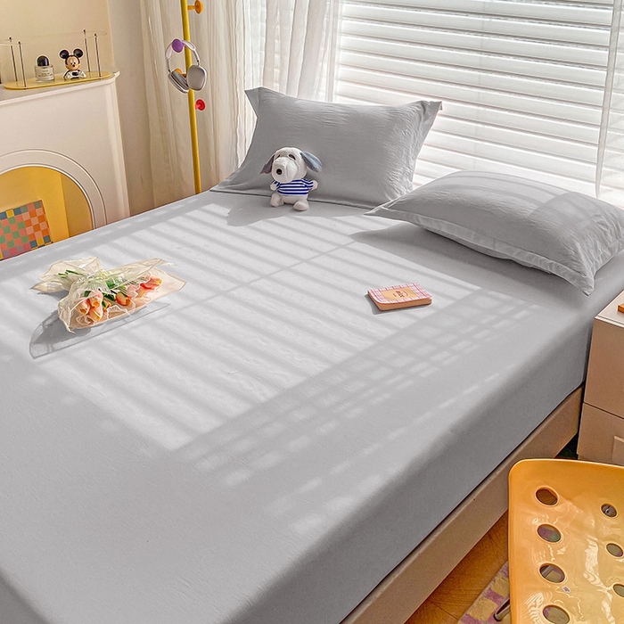 91家纺网 家纺一手货源 找家纺 恬澳家纺 2025新款森系水洗棉无印风单床笠 森系-岩灰