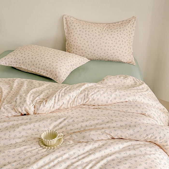 91家纺网 家纺一手货源 找家纺 壹号库 2025秋冬新款针织双层纱小清新印花四件套（专版花型） 半亩花田