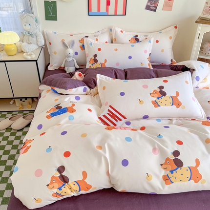 91家纺网 家纺一手货源 找家纺 （总）卡斯诺家纺馆 2025新款A类亲肤芦荟棉水洗棉印花四件套（下载文件夹包含买家秀）