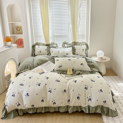 91家纺网 家纺一手货源 找家纺 （总）仟网汇 2025新款韩版糯糯棉花边四件套田园法式