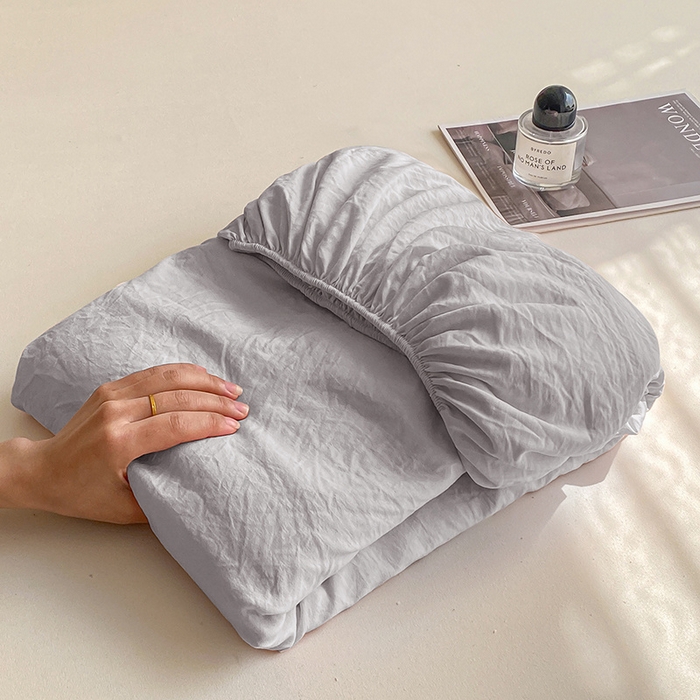 91家纺网 家纺一手货源 找家纺 恬澳家纺 2025新款森系水洗棉无印风单床笠 森系-岩灰