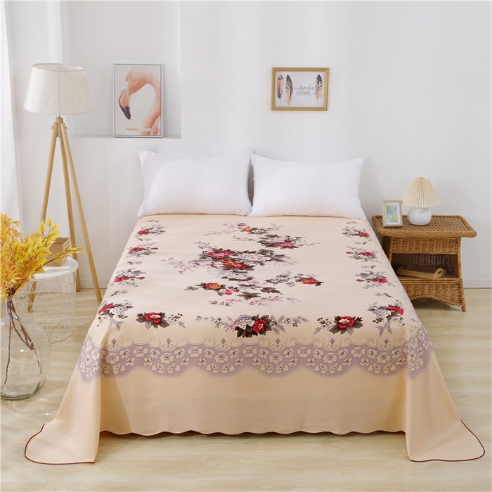 91家纺网 家纺一手货源 找家纺 居美良品 2025新款国民床单老式床单老粗布床单老上海床单-富贵牡丹花边款 富贵牡丹花边款-米黄