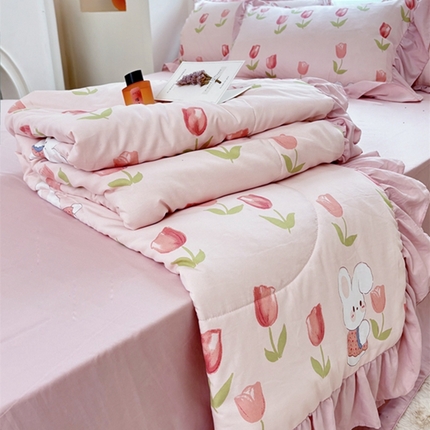 91家纺网 家纺一手货源 找家纺 （总）仟网汇 2025新款韩版糯糯棉花边夏被四件套田园法式