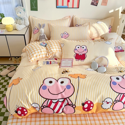 91家纺网 家纺一手货源 找家纺 （总）卡斯诺家纺馆 2025新款A类亲肤芦荟棉水洗棉印花四件套（下载文件夹包含买家秀）