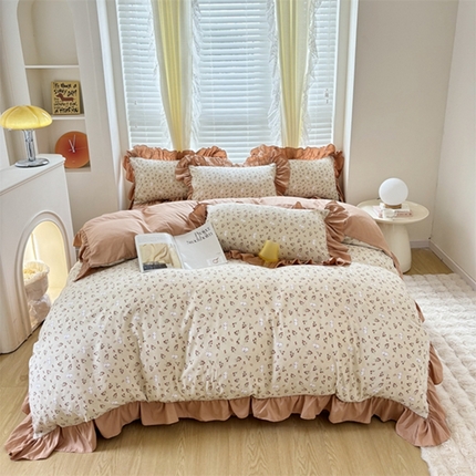 91家纺网 家纺一手货源 找家纺 （总）仟网汇 2025新款韩版糯糯棉花边四件套田园法式