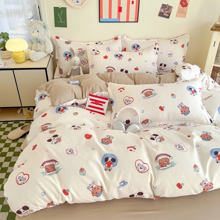 91家纺网 家纺一手货源 找家纺 （总）卡斯诺家纺馆 2025新款A类亲肤芦荟棉水洗棉印花四件套（下载文件夹包含买家秀）