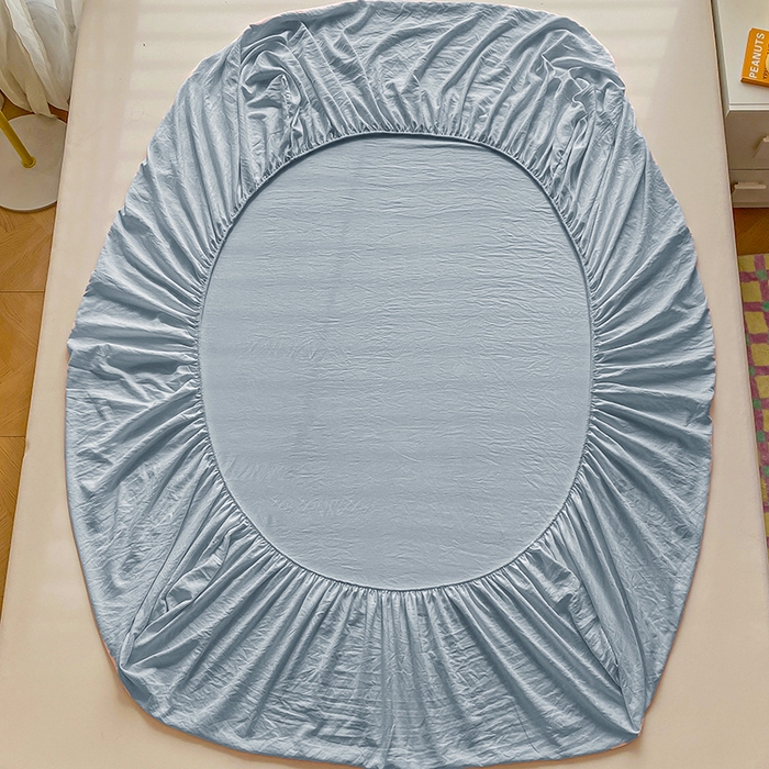 91家纺网 家纺一手货源 找家纺 恬澳家纺 2025新款森系水洗棉无印风单床笠 森系-雾蓝