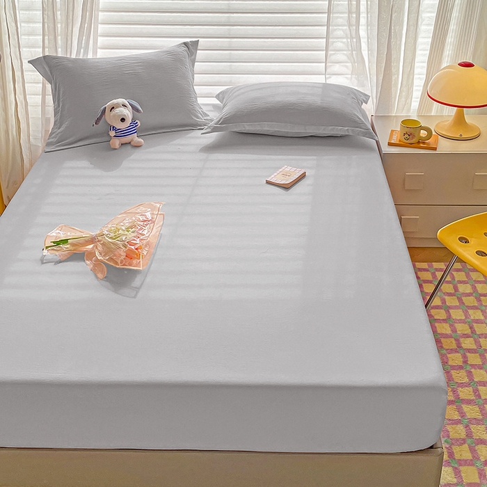 91家纺网 家纺一手货源 找家纺 恬澳家纺 2025新款森系水洗棉无印风单床笠 森系-岩灰