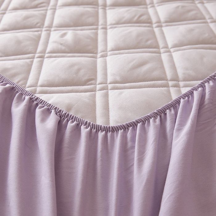 91家纺网 家纺一手货源 找家纺 笠客家纺 2025新款全棉水洗棉夹棉床笠-棉格款 棉格-玫瑰紫