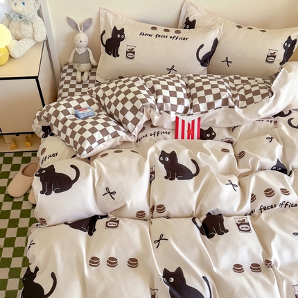 91家纺网 家纺一手货源 找家纺 （总）卡斯诺家纺馆 2025新款A类亲肤芦荟棉水洗棉印花四件套（下载文件夹包含买家秀）