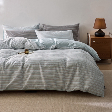 91家纺网 家纺一手货源 找家纺 （总）卡姿家纺 2025春夏新款色织水洗棉大提花美拉德系列四件套