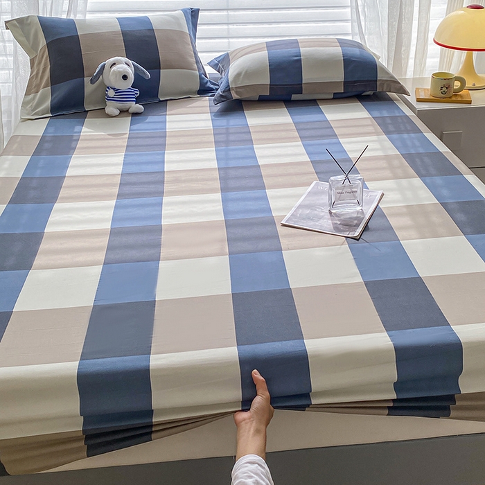 91家纺网 家纺一手货源 找家纺 恬澳家纺 2025新款森系水洗棉无印风单床笠 森系-英伦格