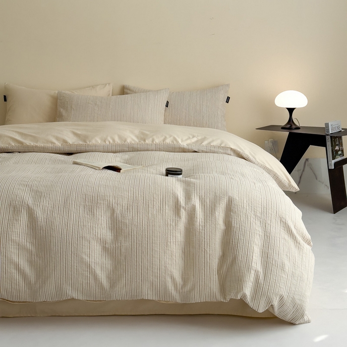 91家纺网 家纺一手货源 找家纺 席世家 2025新款全棉色织提花四件套-速写 速写-黄