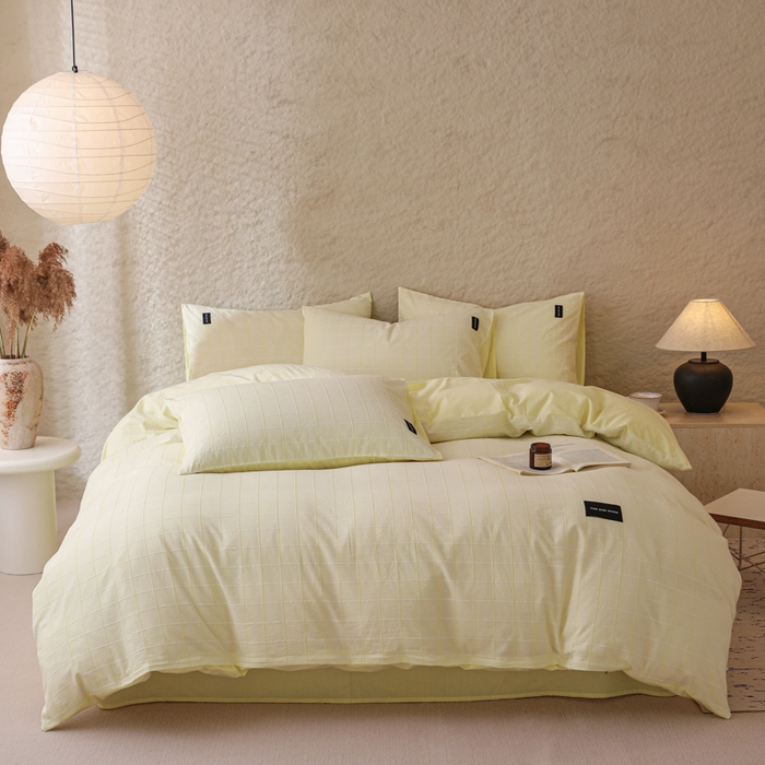 91家纺网 家纺一手货源 找家纺 呗旺鹿 2025新款静奢风-锦绣系列全棉色织提花小方格四件套 锦绣桂花飘香