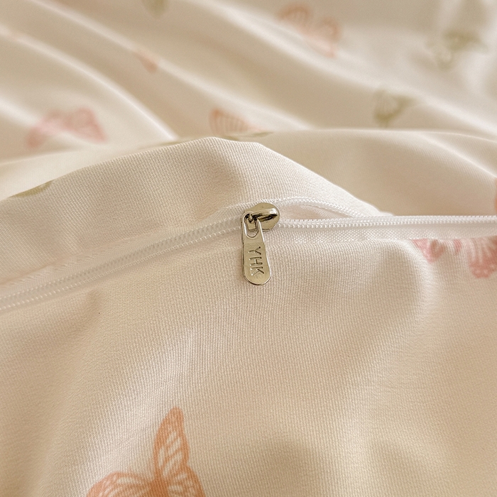 91家纺网 家纺一手货源 找家纺 壹号库 2025秋冬新款针织双层纱小清新印花四件套（专版花型） 蝶舞