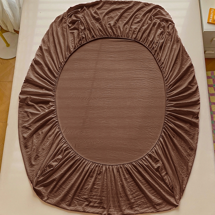 91家纺网 家纺一手货源 找家纺 恬澳家纺 2025新款森系水洗棉无印风单床笠 森系-巧克力