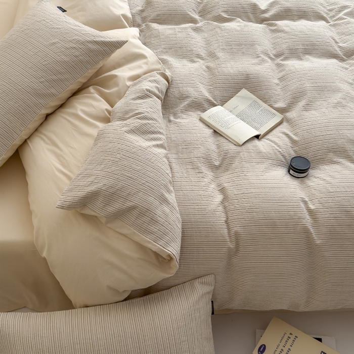 91家纺网 家纺一手货源 找家纺 席世家 2025新款全棉色织提花四件套-速写 速写-黄