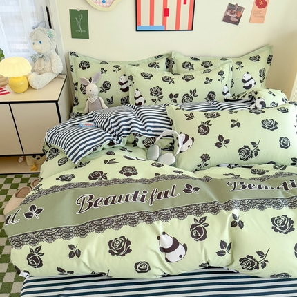 91家纺网 家纺一手货源 找家纺 （总）卡斯诺家纺馆 2025新款A类亲肤芦荟棉水洗棉印花四件套（下载文件夹包含买家秀）