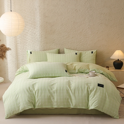 呗旺鹿 2025新款静奢风-锦绣系列全棉色织提花小方格四件套 锦绣茉香奶绿